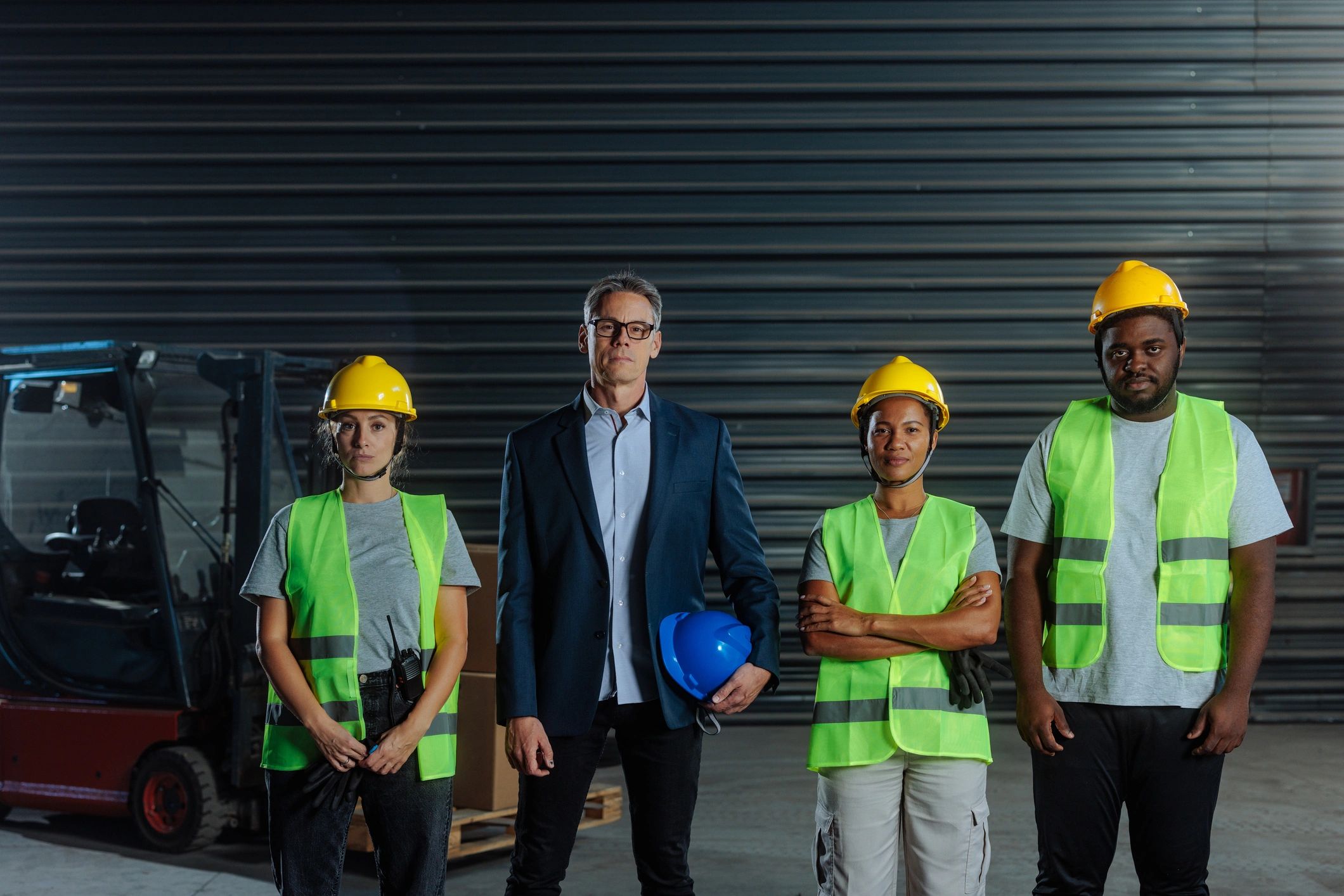 Construction crew portrait representing a satisfied client story